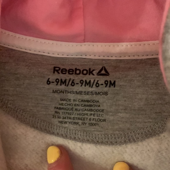 NWOT Reebok Baby Girl Gray Pink Bodysuit Romper​ - Picture 5 of 7